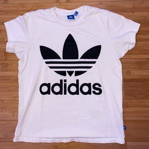 White adidas t-shirt.